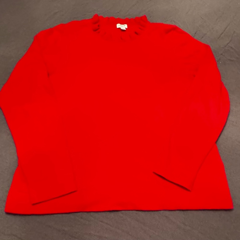 J. Crew Red Ruffled Knit Top